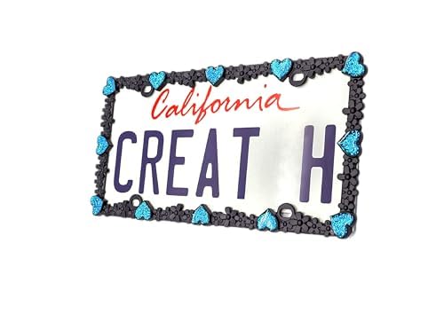 3D Shining Daisy Heart License Plate Frame from Pure Zinc Alloy Metal Perfect Plate Holder
