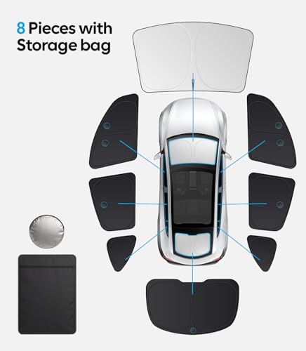 2026 8PC Full Set Window Sunshade for Tesla Model Y 2020 (8 Count)