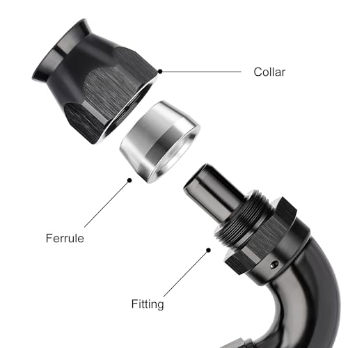 8AN 120 Degree PTFE One Piece Full Flow End Hose Fitting Aluminum Black