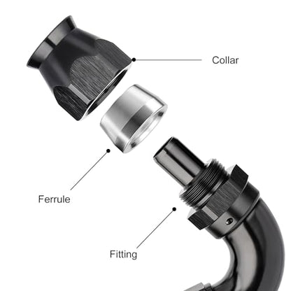 8AN 120 Degree PTFE One Piece Full Flow End Hose Fitting Aluminum Black
