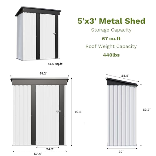 5x3 FT Outdoor Storage Shed
