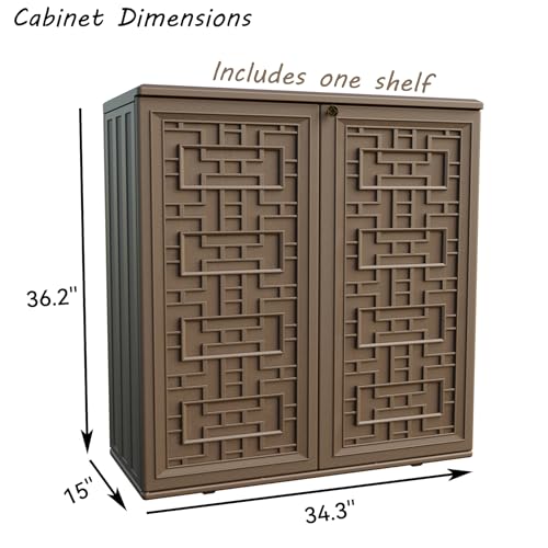 Indoor Outdoor Storage Cabinet Waterproof with 1 Shelf