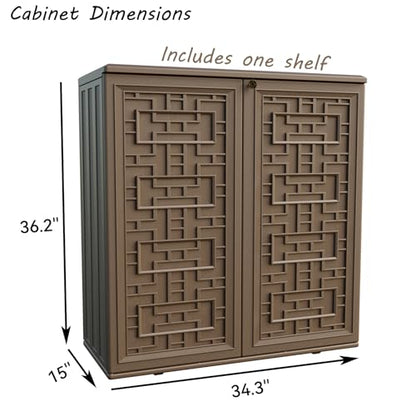 Indoor Outdoor Storage Cabinet Waterproof with 1 Shelf