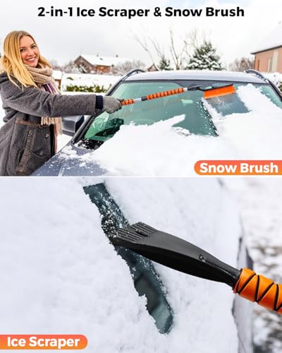 43" Ice Scrapers for Car Windshield Extendable 3 Parts Detachable (2 Count)