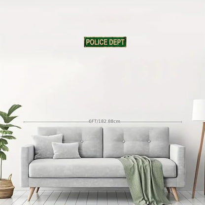 POLICE DEPT Vintage Metal Tin Street Sign Bar Cafe Garage Cave Home Room Wall Bathroom Farmhouse Garden Porch Patio Decor