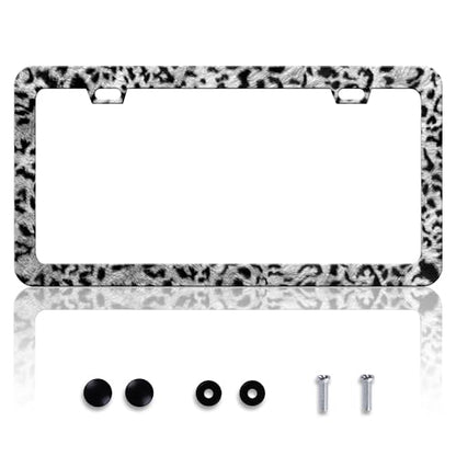 Grey Black Leopard Print License Plate Frame Cheetah License Plate Frames