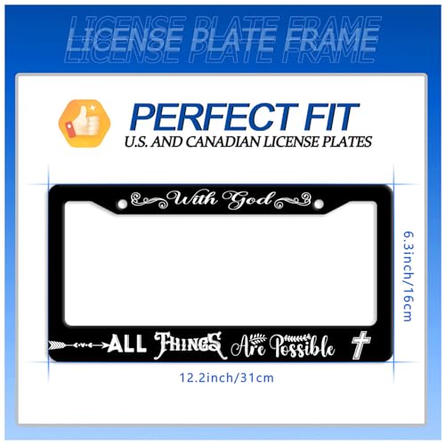 with God All Things are Possible License Plate Frame Stainless Steel Decora