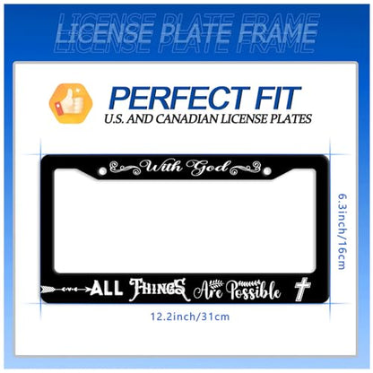 with God All Things are Possible License Plate Frame Stainless Steel Decora