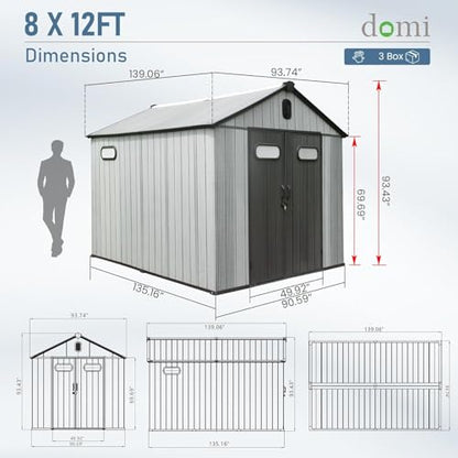 Domi 8X12FT Resin Outdoor Storage Shed