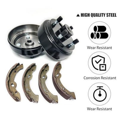 Golf Cart Brake Drums Kit with Brake Shoes & Springs Fit for 1996