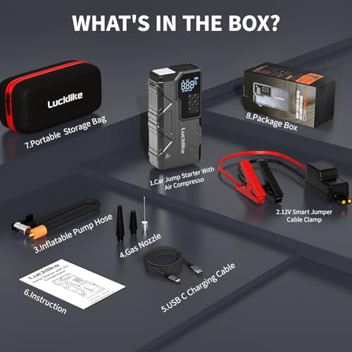 6000A 150PSI Car Battery Jump Starter with Air Compressor