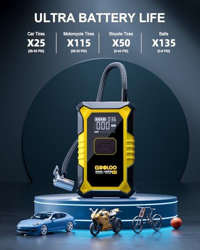 A3 12V 3000A Portable Jump Starter with Air Compressor