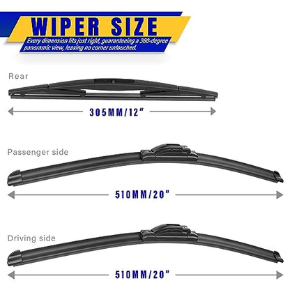3 Wipers Fits Honda Element 2003