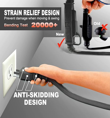 Indoor Black Extension Cord 10 FT 2Pack Waterproof 16