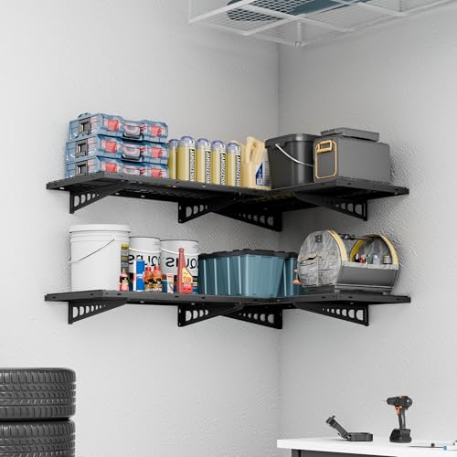 4 Pack 2x4ft Corner Wall Shelving Garage Storage Rack (4 Count)