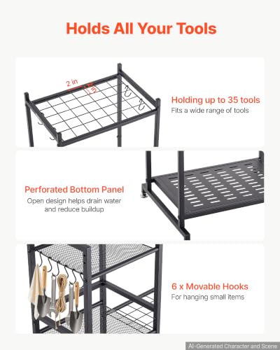 Garden Tool Organizer with Guard Rail