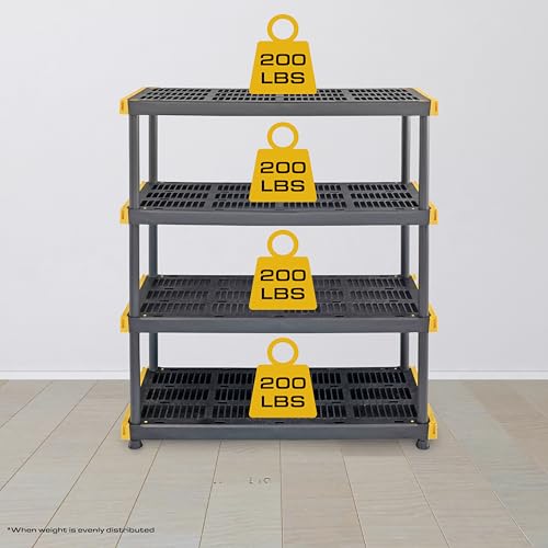 4 Tier Heavy Duty Plastic Storage Shelves for Garage Organization