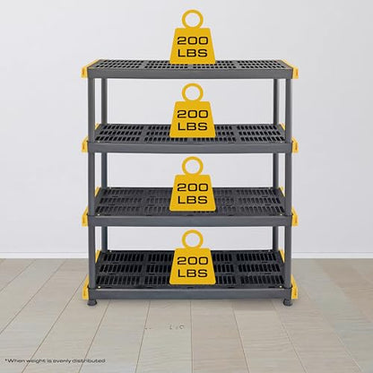 4 Tier Heavy Duty Plastic Storage Shelves for Garage Organization