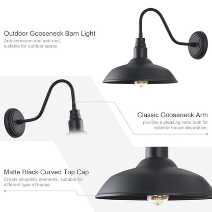 14in Outdoor Gooseneck Light Fixture for Porch