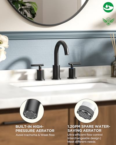 Bathroom Sink Faucet 3 Hole Brushed Gold 8 Inch Widespread