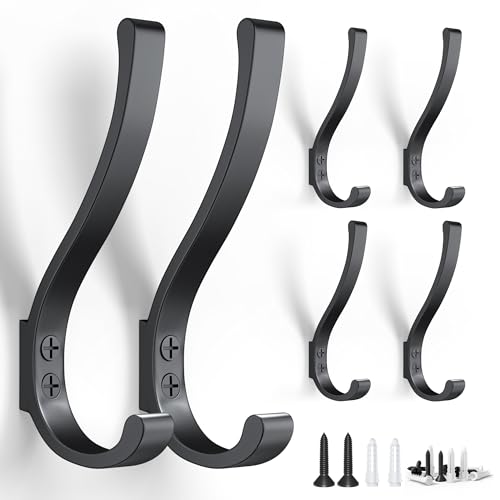 6 Pack Heavy Duty Coat Hooks for Wall Mount (20 Count)