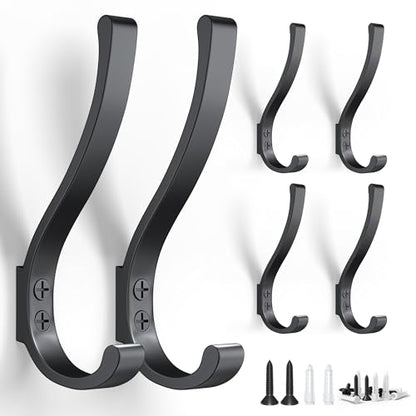 6 Pack Heavy Duty Coat Hooks for Wall Mount (20 Count)
