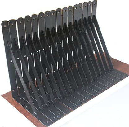 24 Pack L12 x H 8" Black Heavy Duty Shelf Brackets with Screws Metal Shelf Brackets Shelf Support Angle Brackets for Shelves L Brackets Heavy Duty Floating Shelf (24 Count)