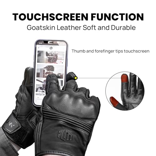Goatskin Leather Motorcycle Motorbike Powersports Racing Gloves Touchscreen for Men and Women Model DN01