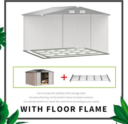 9.8x7.6 FT Shed Outdoor Storage Shed with Base