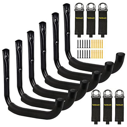 6 Pack 9 Inch Wall Mount Garage Storage Hooks for Ladder & Tools (6 Count)