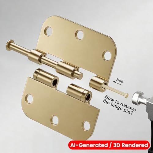 Rounded Door Hinges Polished Brass 3.5 Inch 5 (12 Count)