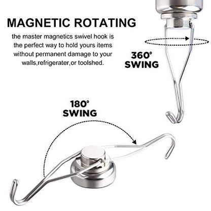 Magnetic Hooks Heavy Duty 80LB+ Swivel Swing Strong Magnet Hook (10 Count)