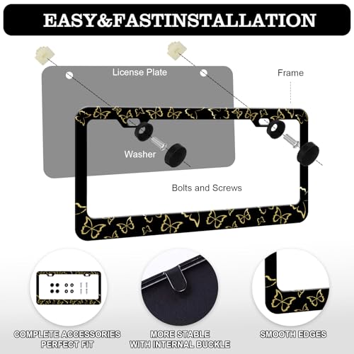 Golden Butterfly License Plate Frames