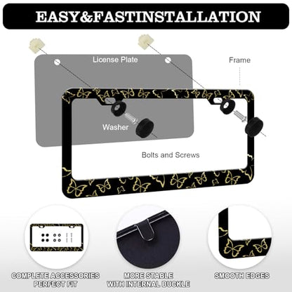 Golden Butterfly License Plate Frames