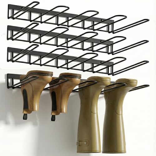 Wall Mount Boot Rack Metal Wader Hangers for Tall Boots (4 Count)