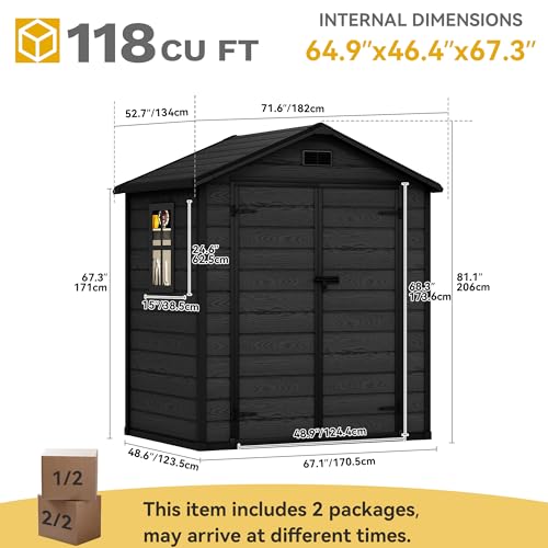 6X5FT Resin Storage Shed with Reinforced Floor