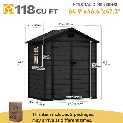 6X5FT Resin Storage Shed with Reinforced Floor