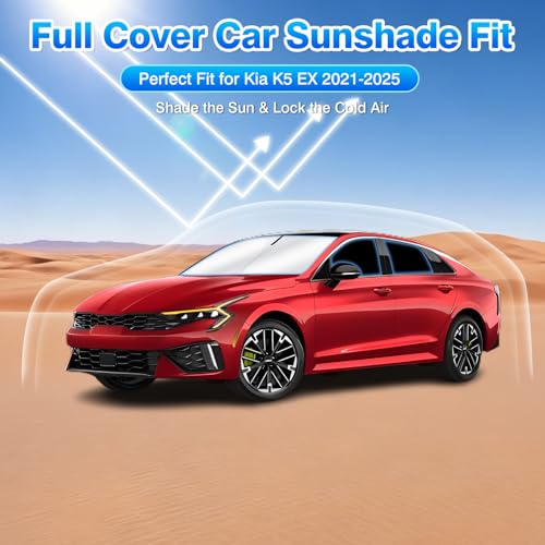 Windshield Sun Shade for Kia K5 2021 2022 2023 2024 2025 2026 Car Window Shades Thicken UV Block and Blackout Privacy Foldable Sunshades 8PCS Accessories Keep Cool Sun Visor Covers (8 Count)
