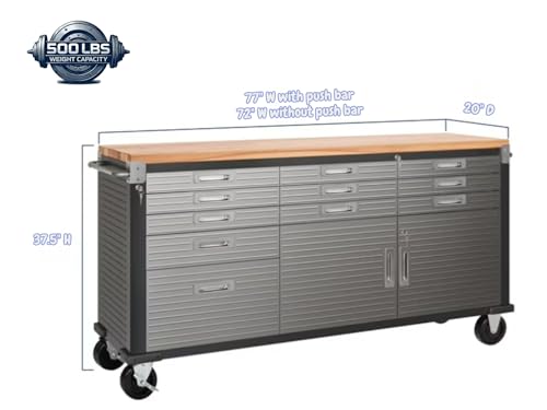 Heavy Duty 8 Piece Steel Garage Cabinet Storage Set with Rolling Workbench