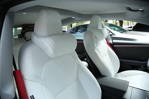 Car Headrest Pillow Neck Support Cushion for Tesla White (17.637 Ounce)