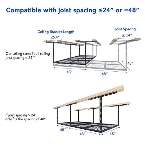 4x8 Overhead Garage Ceiling Storage Rack Adjustable