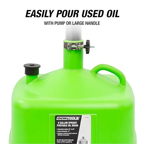 9 Gallon Oil Drain Pan with Adjustable Funnel