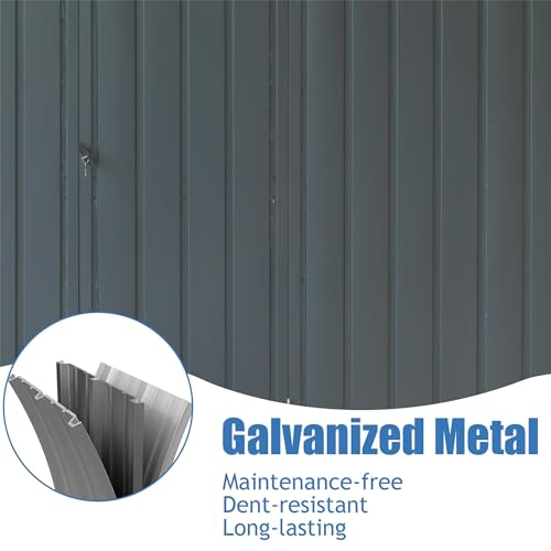 Extra Large Galvanized Steel Storage Shed 11' x 12.5' with Windows & Lock