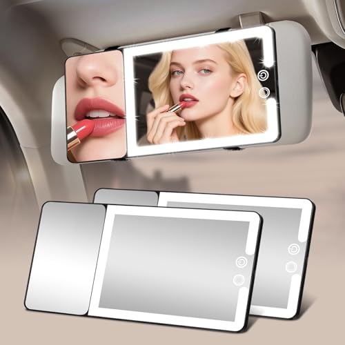 2pcs Car Sun Visor Vanity Mirror with Lights & 20X Magnification (2 Count)