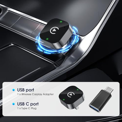 Wireless Carplay Adapter & Android Auto 2026 Upgrade Wired CarPlay to Wireless