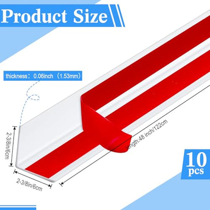 10 Pcs 2-3/8 x 48 Inches Wall Corner Protector Guards with Self Adhesive, White Vinyl Corner Trim Molding Plastic for Wall Furniture Door Tables Cabinet Edge, Avoid Scratching, Easy Install (10 Count)
