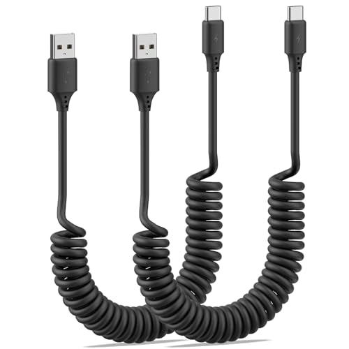 Coiled USB to USB C Cable (2 Count)