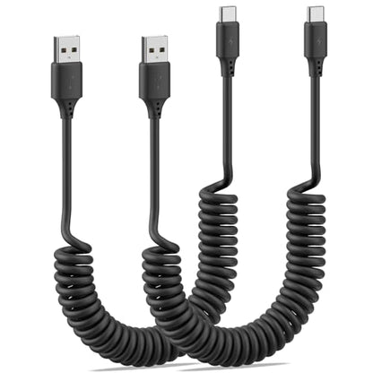 Coiled USB to USB C Cable (2 Count)