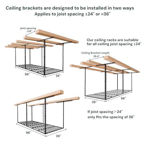 3x8 Overhead Garage Storage Rack Organization