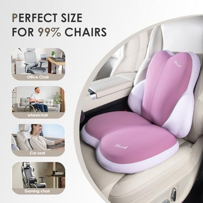 Car Seat Cushion and Back Support for Car Ultrathick Memory Foam Office Chair Cushions with Lumbar Support Pillow for Sciatica & Back & Tailbone Pain Relief